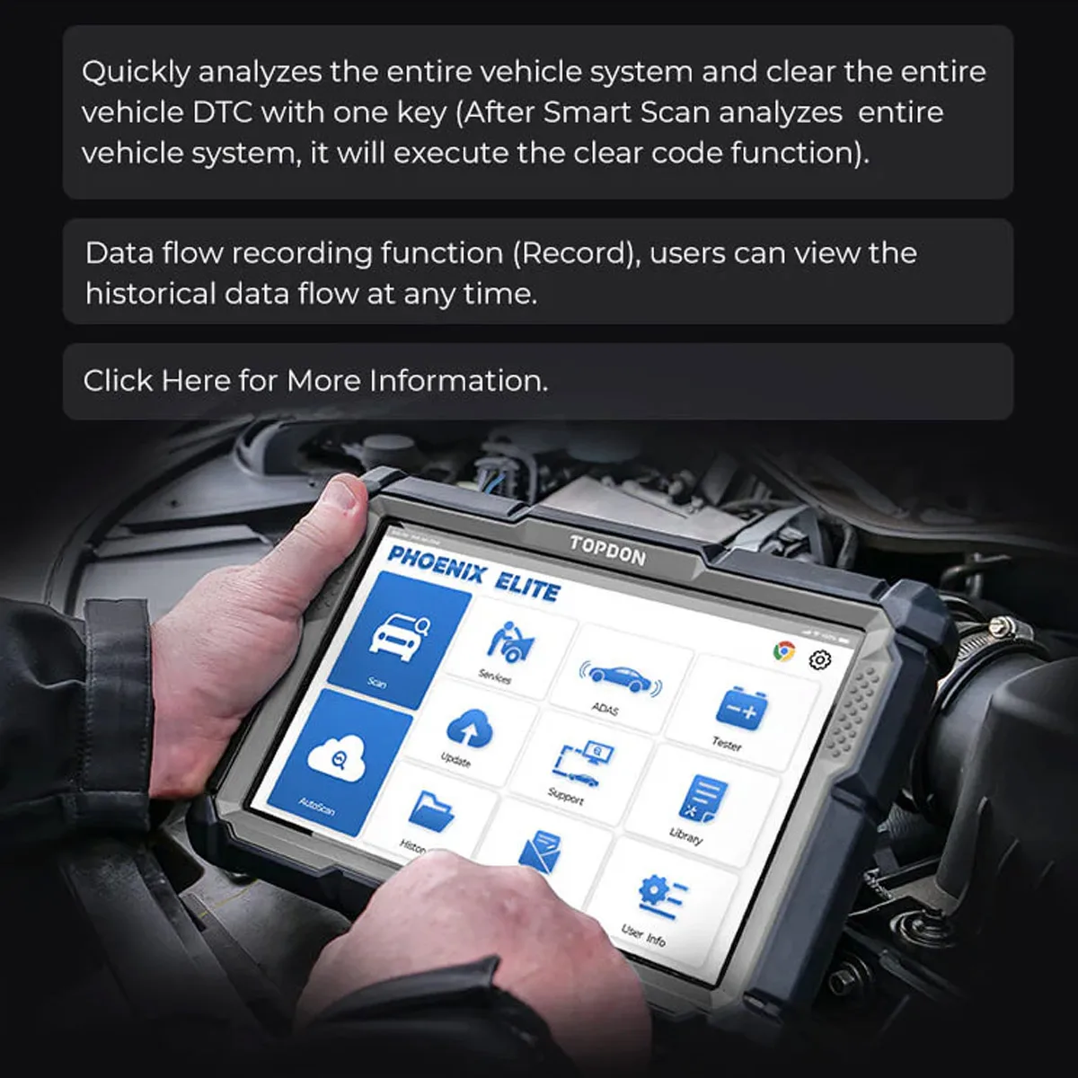 Appareil De Diagnostic Auto TOPDON Phoenix Nano-E 2025 - OBD2 WiFi, écran 8", Tout Système ECU, Mises à Jour Incluses